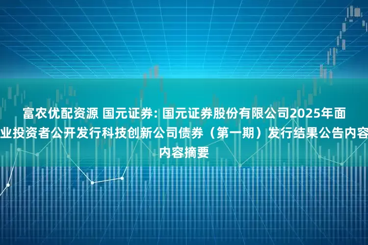 富农优配资源 国元证券: 国元证券股份有限公司2025年面向专业投资者公开发行科技创新公司债券（第一期）发行结果公告内容摘要
